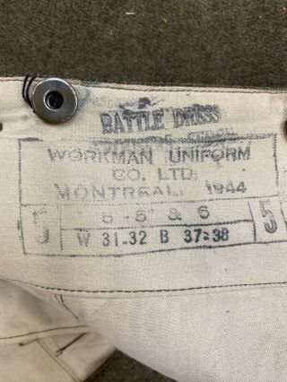 WW2 Canadian Army Battle Dress Pants Trousers Size 5 1944 Dated 3