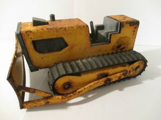 Vintage Tonka T - 6 Metal Bulldozer Road Construction Equipment Orange