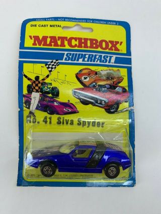 Vintage 1972 No.  41 Lesney England Matchbox Superfast Siva Spyder Car Blue Nib