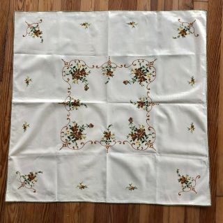Vintage German Hand Embroidered Small 32 " Square Tablecloth & 10 " Square Napkins