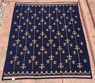 Biederlack Reversible Blanket Fleur - De - Lis Orleans Made In Usa 58x72 Vtg