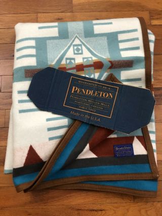 Pendleton Beaver State Blanket Size 64 " X 80 " Made In Usa Wool Cotton 64x80 C590