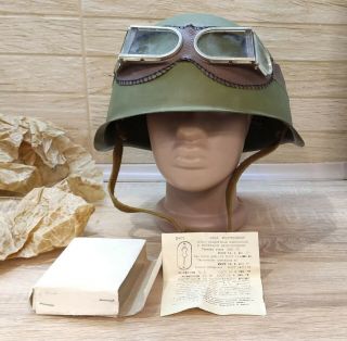 1949 Russian Military Soviet Army Wwii Ssh40 Type Steel Helmet Glasses