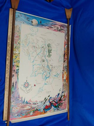 Tolkien Middle Earth Map Lotr Poster Barbara Remington Vtg Ballantine