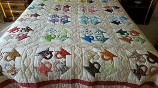 Handmade Quilt - Artisan Quilt - 1987 Labeled Quilt - Hand Stitched Queen Size