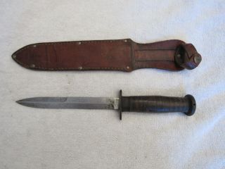 Rare Vintage Wwii Us Military Dix Trench Knife Type I With Leather Sheath