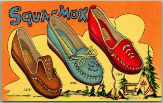 1940s Chicago Advertising Postcard C.  W.  Marks Shoe Company " Squa - Mox " Linen