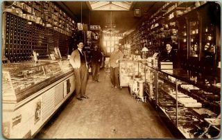 Streator Illinois Rppc Real Photo Postcard General Store Interior W/ 1914 Cancel