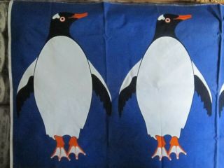 Vintage Tampella Finland For Intair Fabric Penguins Wall Art Elna Voss - Hellwig 2