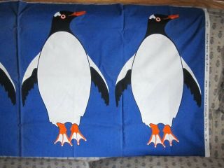 Vintage Tampella Finland For Intair Fabric Penguins Wall Art Elna Voss - Hellwig 3