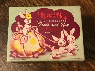 Vintage Martha May Milk Chocolate Fruit and Nut Egg Box Easter Candy Thurman ' s 2