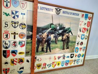 Luftwaffe Bomb Crew In Battle Of Britain.  Large Framed Print With Unit Insignias
