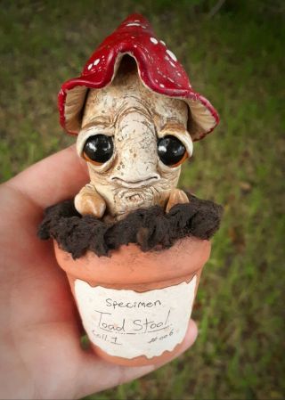 Ooak Handmade Fantasy Toadstool Creature Plant Amanita Mushroom
