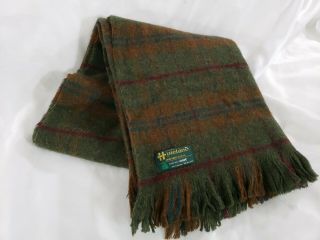 Vtg.  Woven In Ireland John Hanly & Co.  Ltd.  Pure Wool 67” X 56” Plaid Blanket