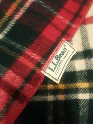 LL BEAN RED Black Plaid Blanket 68 X 81 Made In USA Wool Buffalo Plaid 3