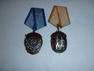 Soviet Order Of The Badge Of Honour Of Soviet Ussr Medal Of The Red Banner