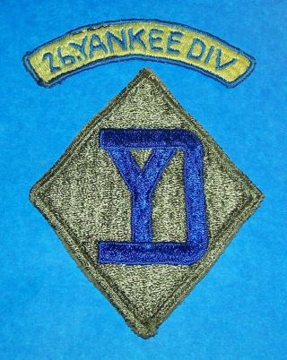 Cut - Edge Ww2 26th Division Patch,  Eto Made Yankee Div.  Tab Off Uniform