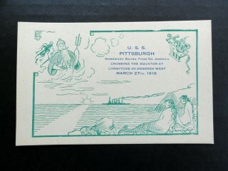 Wwi 1919 Uss Pittsburgh Homeward Bound Anouncement Postcard W/mermaids