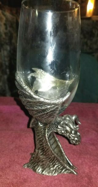 Dragon Pewter Goblet Wine Glass 9 In.  Tall