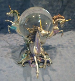 Unicorns Of The Age Crystal Ball By The Franklin Fine Pewter,  Ltd.  Ed.