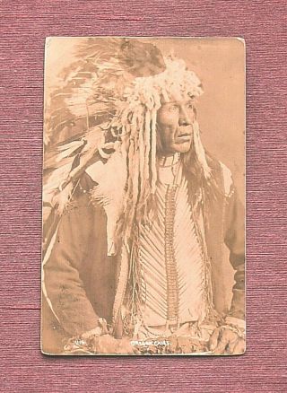 Native American Indian Chief Head Dress Oregon Sepia Real Photo