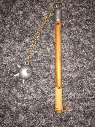 Medieval Weapon Morning Star Mace Spiked Ball With Chain On Stick