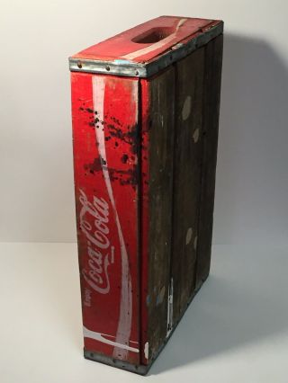 Vintage 70s Wood Coca - Cola COKE Bottle Case Wooden Crate Tray Hipster Art Decor 3