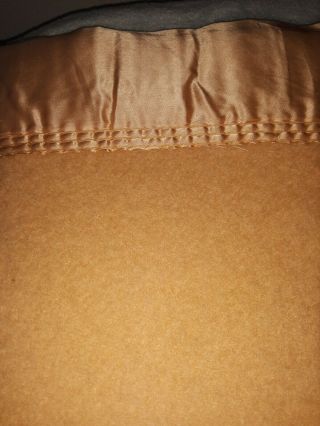 Vintage Bello Woolen Mills Blanket Satin Trim Buttercup Fall Yellow 76”x89”
