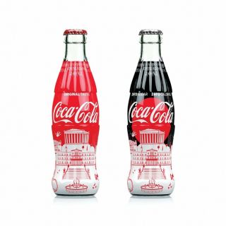 Set Of 2 Collectible Coca Cola Athens Empty Bottles Parthenon Limited Greece