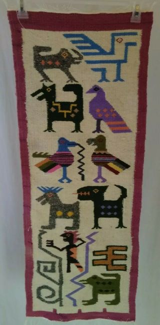 Ecuadorian Wool Tapestry Wall Hanging Hand Woven Wool Rug Hand Made In Ecuador