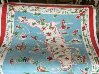 Vintage Souvenir Florida Cotton Tablecloth - 45 