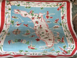 Vintage Souvenir Florida Cotton Tablecloth - 45 