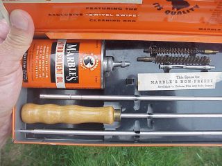 Vintage Marbles Rifle Cleaning Kit With Lead Spout Gun Oil Tin