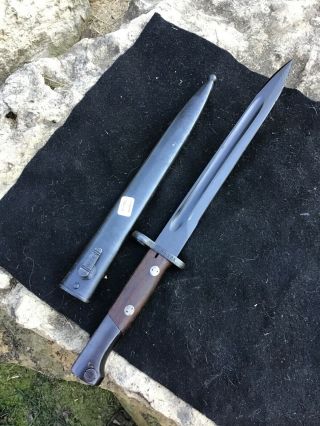 Ww2 German Mauser Bayonet W/matching Numbers And Scabbard