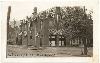 Rppc Real Photo Postcard Of The Marion Fire Co.  Firehouse Reading,  Pa.  Berks Co.