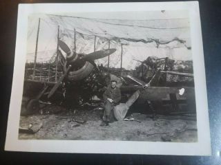Wwll Ww2 Photo Soldier Captured German Wreck Fighter Plane Censor Stamp