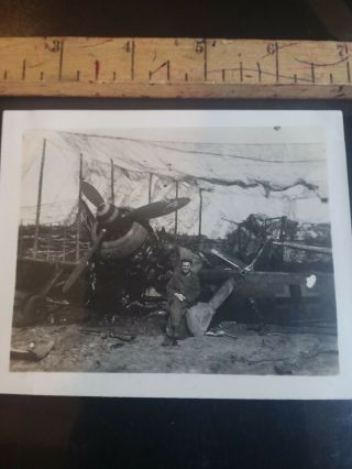 WWll WW2 Photo Soldier Captured German Wreck Fighter Plane Censor Stamp 2