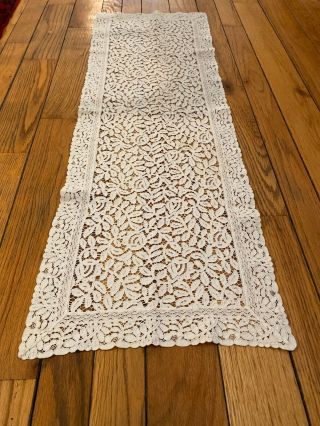 Vintage Lace Dresser Scarf Embroidered White Floral Embroidery Runner Wedding