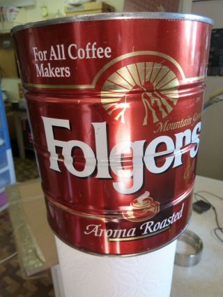 Vintage Folgers Coffee Can,  39 Oz.  " For All Coffee Makers " Big Lebowski