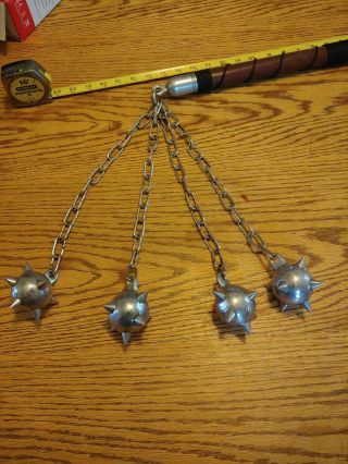 Vintage Medieval Cast Steel Flail Spike Spiked Balls & Chain Mace Weapon