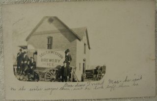 Ca 1909 Rppc Real Photo Postcard Southwestern Brewery & Ice Co.  Water Wagon