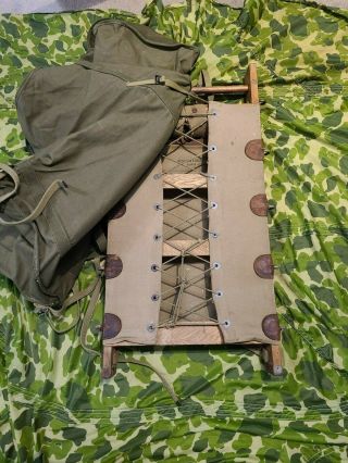 Ww2 Us Army Yukon Packboard,  Canvas Backpack 1943 10th Mountain Fssf Medic Pack