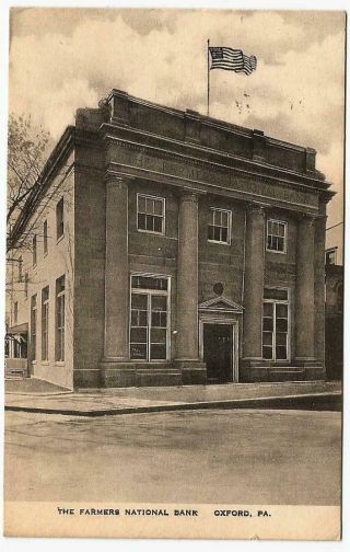 Antique Postcard of The Farmers National Bank Oxford Pa.  by C.  C.  Baer Druggist 2