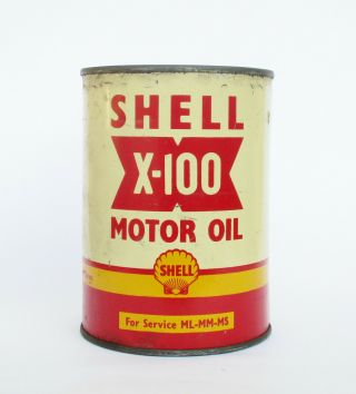 Shell X - 100 Motor Oil For Service Ml - Mm - Ms Tin Can One American Quart