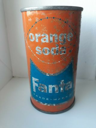 Coca Cola Fanta Orange Soda Steel Can,  Early 60s,  Flat Top,  Pre Zip