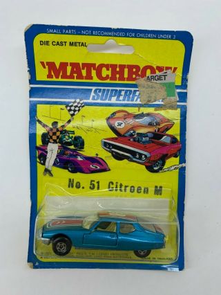 1971 Vintage Matchbox Superfast Citroen Sm No.  51 - Nib In Blisterpack - Blister