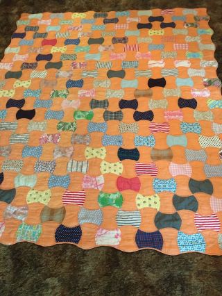 Hand Stitched/hand Quilted Cotton Quilt 65 " By 80 "