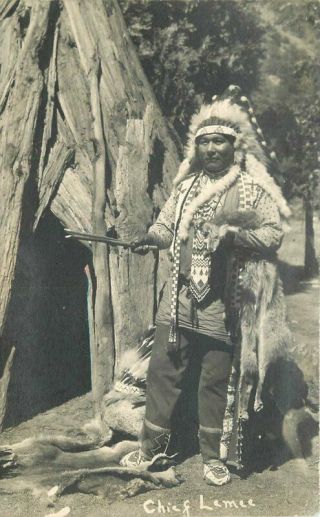 Chief Lemee Yosemite California Native American Indian 1940s Postcard Rppc 8709
