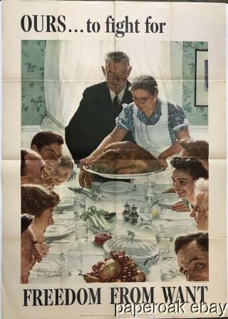 1943 World War Ii Norman Rockwell Poster Freedom From Want