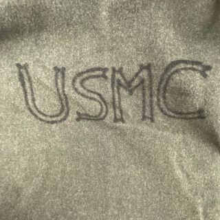 Vintage USMC Wool Blanket Green Black Band 80x60 Flaws WWII Marine Corps 3